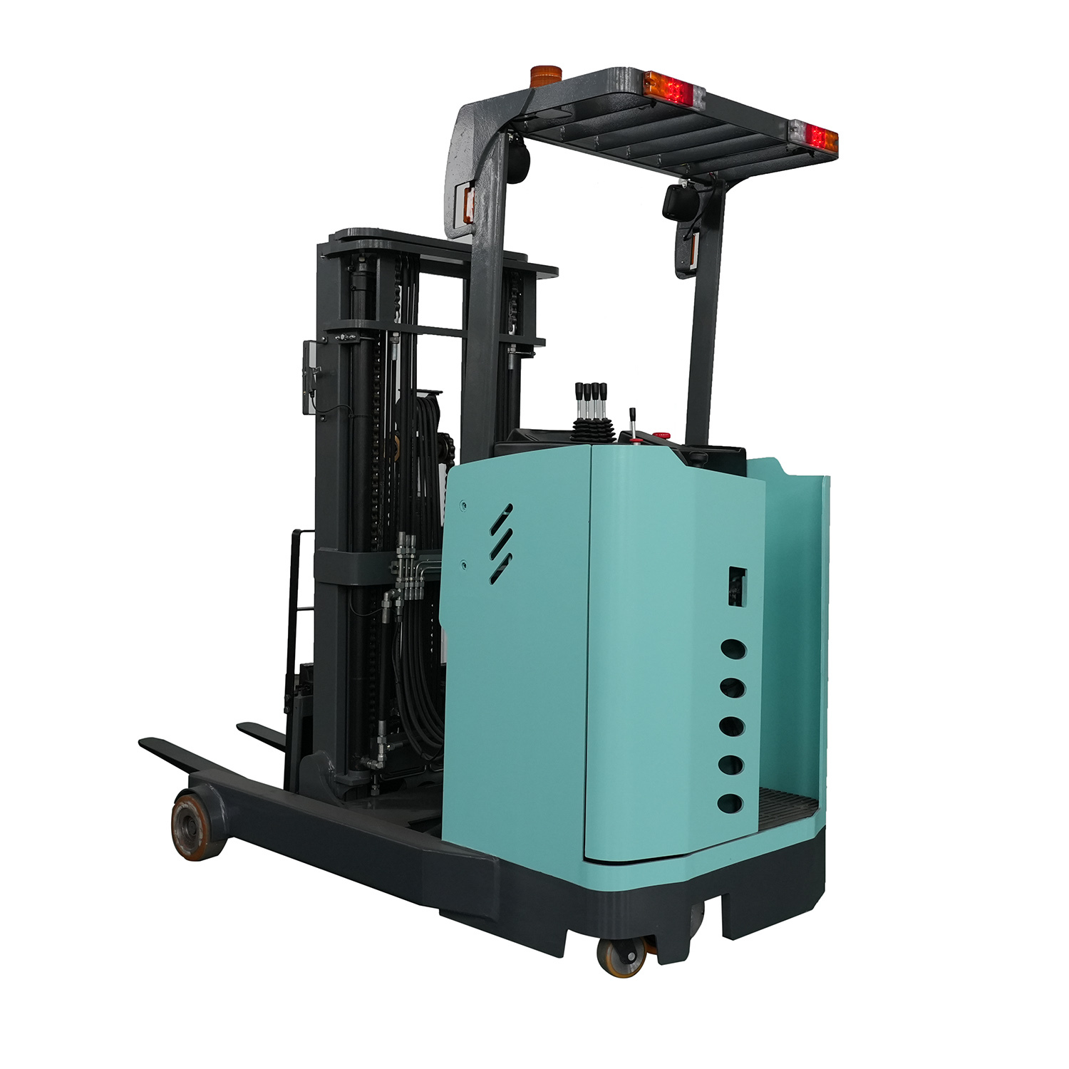Ride on Electric Reach Truck Forklift for Narrow Aisle Warehouse with EPS