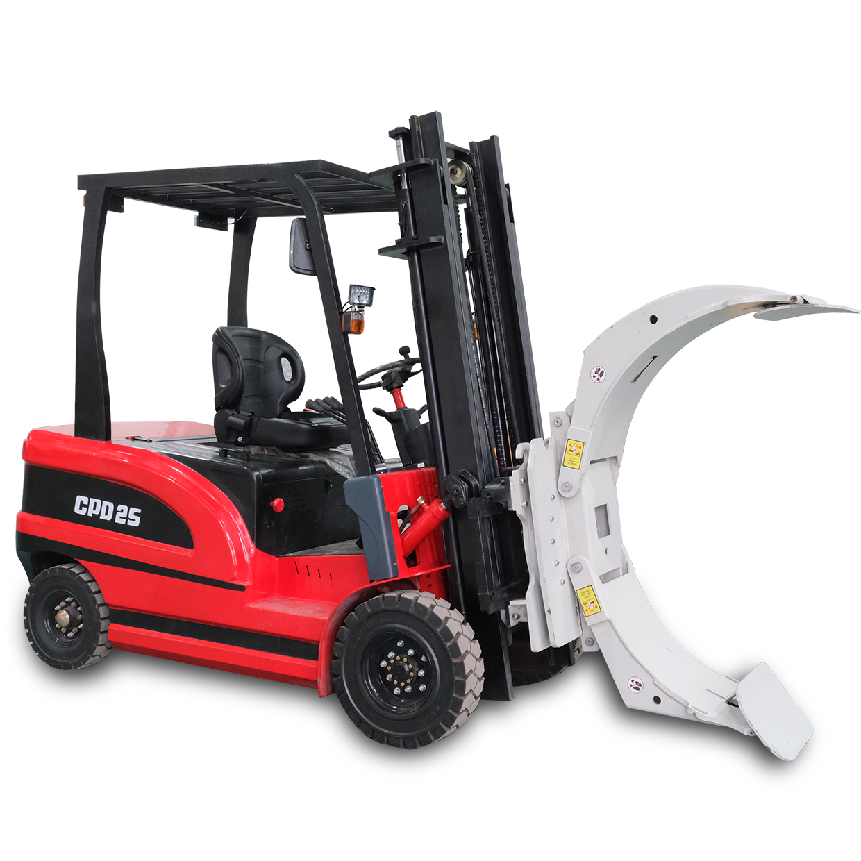 Load 2.5ton 2500kg 4-wheel electric forklift with clamp full electric big battery